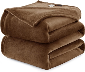WAVVE Kuscheldecke Flauschig Decke Fleecedecke - Sofadecke Braun 220x240 cm Wohndecke Sommer Couchdecke Weich, XXL Groß Decke Sofa Leicht