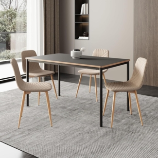 Essgruppe Lindesberg 5-tlg. rechteckige Tischplatte Grau/Hellbraun [en. casa]