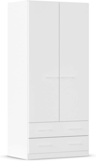 rauch Drehtürenschrank Prandon A mit 2 Schubladen und Metallgriffen in Weiß