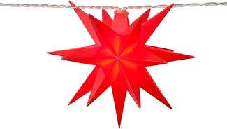 Bonetti 3D Leuchtstern inkl. warm-weißer LED Beleuchtung | für Innen und Außen geeignet | hängend | 7,5 m Zuleitung (rot, Stern-Lichterkette (batteriebetrieben))