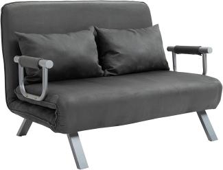 HOMCOM 2-Sitzer Schlafsofa mit Armlehne 3-in-1 Schlafsessel Gästebett Klappmatratze Klappbett Chaiselongue Multifunktion Wildlederimitat Grau 105 x 80 x 78 cm