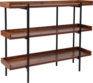 Flash Furniture Mayfair Bücherregal mit 3 Regalböden, 88,9 cm hoch, mit schwarzem Metallrahmen, rustikale Holzmaserung