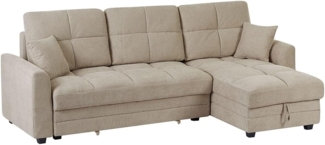 Vente-unique - Ecksofa mit Schlaffunktion & Ecke wechselbar - Chenille-Stoff - Beige - LUMARIO