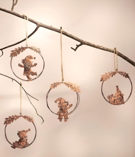 4x Dekohänger "Vogelscheuche" aus Metall, kupfer, Ø 11 cm, Herbstdeko, Hängedeko