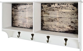 Garderobenleiste Wandgarderobe Wall Street Vintage-Look 2 Ablagefächer 4 Metallhaken schwarz
