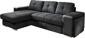 Cotta C209661 C310/H360 Polsterecke mit Schlaffunktion und Bettkasten, 157x278 cm, Kunstleder und Strukturstoff im schwarz