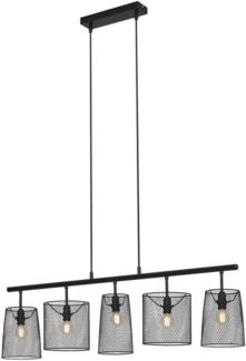 Briloner Leuchten Pendelleuchte Pendelleuchte RETRO, Pendelleuchte Pendellampe Drahtschirmen Metall schwarz 5x E14 40W IP20