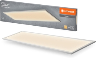 LEDVANCE Planon Plus Deckenleuchte in Weiß mit fortschrittlicher LED-Technik, 36 W, rechteckige Form (1200x300 mm), warmweiße Lichtfarbe bei 3000 K, Aluminium-Gehäuse, mattierter PMMA-Diffuser