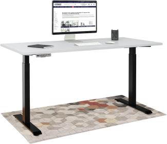 KRIEG HighDesk Basic Höhenverstellbarer Schreibtisch (200x80 cm I Schwarz + Grau) - Elektrischer Sitz- & Stehtisch mit Tischplatte - Stehschreibtisch Elektrisch Höhenverstellbar