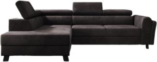 Designer Sofa Kira mit Schlaf- und Klappfunktion Samt Dunkelbraun Links