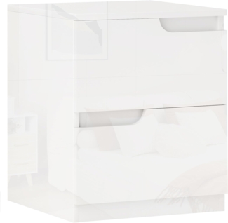 HOMCOM Nachttisch mit 2 Schubladen (Nachtschrank, 1-St, Beistelltisch), für Wohnzimmer, Schlafzimmer, 40 x 40 x 45 cm, Hochglanzweiß