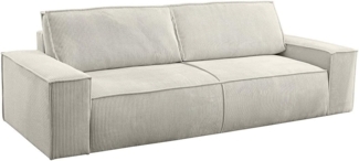 Vente-unique - Schlafsofa 4-Sitzer - Cord - Beige - AMELIA