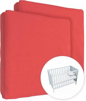 2x Jersey 100% Baumwolle Spannbettlaken für 100x50 cm Baby Mini Kinderbett Matratze (rot)