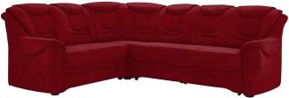 Cavadore Ecksofa Bansa mit Federkern / Polstercouch im klassischen Design / inkl. Bettfunktion / 265 x 94 x 215 / Mikrofaser Dunkelrot