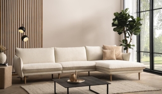DOMO. collection Ecksofa 100 024, Couch in L-Form, mit Taschenfederkern, bodenfreies Design, Holzfüße, Sofa, Polsterecke, Eckcouch, 315 x 159 x 86 cm (BxTxH), Farbe creme