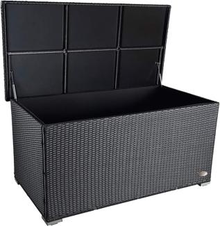 XXL Kissenbox ca. 950L auch als Tisch nutzbar mit doppel Hubautomatik u. Innenverkleidung, Farbe Schwarz