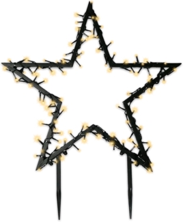 Gartenpirat LED-Stern für außen Gartenstern Ø 60-150 cm mit LED-Beleuchtung Weihnachtsdeko, LED Lichterkette, Warmweiß, Metall Rahmen schwarz, IP44 Adapter, 6/18Timer, 5m Kabel, schwarz