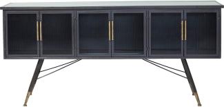 Kare Design Sideboard La Gomera 6 Türen, breite Kommode aus Stahl und Glasfronten, modernes TV-Board mit messingfarbenen Akzenten, weitere Artikel der Serie La Gomera erhältlich (H/B/T) 85 x 180 x 38 cm