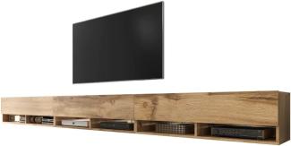 Selsey Wander - TV-Board/Fernsehschrank für Wohnzimmer hängend/stehend, optional mit LED, 300 (3x100) cm breit (Holzoptik Wotan Eiche, mit LED)