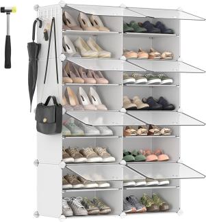 SONGMICS Schuhregal mit 8 Fächern, Schuhschrank, 30 x 40 x 30 cm pro Fach, schmal, mit Türen, Stahlrahmen, Kunststoff, für Flur, Schlafzimmer, Eingangsbereich, weiß CPL034W01