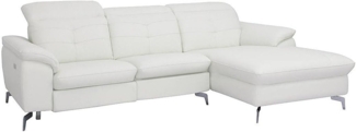 Vente-unique - Relaxsofa Ecksofa Leder - Ecke Rechts - Elfenbein - LISMORE