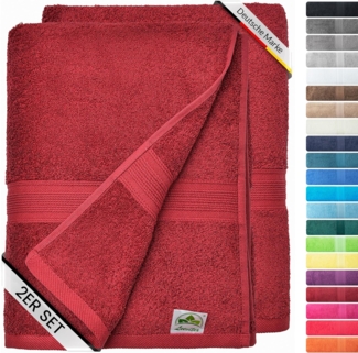 leevitex® Saunatuch Frottee XXL, (2-St), 80 x 200 cm, extra groß & saugfähig, Bordeaux/Weinrot