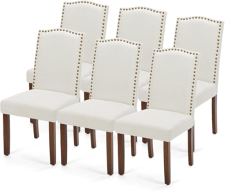 DUMOS Esszimmerstühle 6er Set, Elegant und Schön Modern Stühle Esszimmer, Leinenstoff Gepolstert küchenstühle, Kratzfester Boden Esszimmerstuhl Geeignet für Küche, Wohnzimmer, Schlafzimmer (Beige)