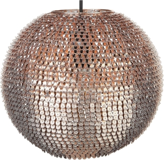 'Seine' Hängeleuchte Kupfer Metall runder Schirm mit Pailletten-Optik Discokugelform Glamourös
