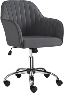 Yaheetech Homeoffice Stuhl, Schminkstuhl, Schreibtischstuhl, höhenverstellbar Drehstuhl, Bürostuhl mit gepolstertem Samtstoff, für Arbeitszimmer, Schlafzimmer, bis 136 kg belastbar, Dunkelgrau
