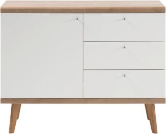 Sideboard Helge in weiß und Eiche Riviera 107 x 83 cm