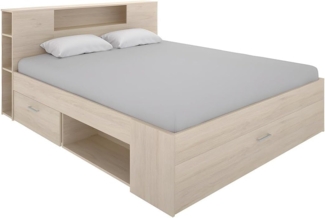 Vente-unique - Bett mit Kopfteil, Stauraum & Schubladen - 140 x 190 cm - Naturfarben - LEANDRE