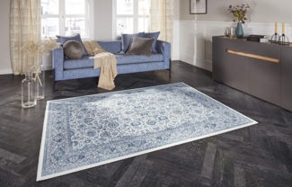 Kurzflor Teppich Keshan Maschad Saphirblau - 80x150x0,7cm