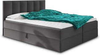 Boxspringbett Star mit Topper, Bonell-Matratze und 2 Bettkästen, Doppelbett, Polsterbett, Bett (Dunkelgrau (Kronos 22), 160 x 200 cm)