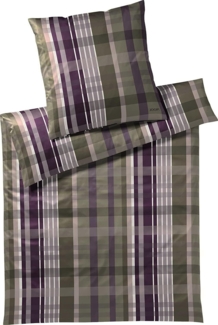 Joop! Mako-Satin Bettwäsche 155x220 Checks ivy Karo grün pflaume 4098-4