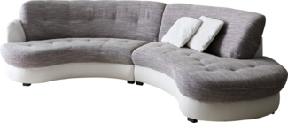 Couch Napoli Hellgrau Weiss 300x95 cm Rundsofa inkl. Kissen Sofa