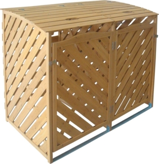 TrendLine Mülltonnenbox 2 x 240 l, Holz Natur, 149 x 92 x 122 cm
