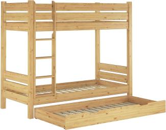 Erst-Holz Etagenbett 90x200 mit Rollrosten, Nische 80 Gästebettkasten