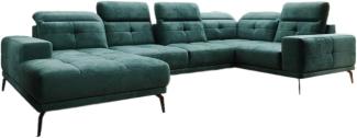 Designer Sofa Nerio mit verstellbarer Kopf- und Rückenlehne Samt Grün Links