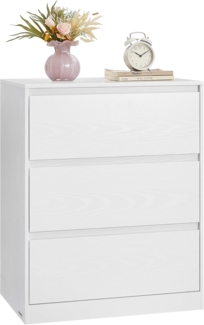 VASAGLE Kommode mit 3 Schubladen, Komodenschrank, Schubladenschrank, Wäschekommode, für Schlafzimmer, 40 x 60 x 75 cm, Modern Kailyn Kollektion, schneeweiß LTS613WE01