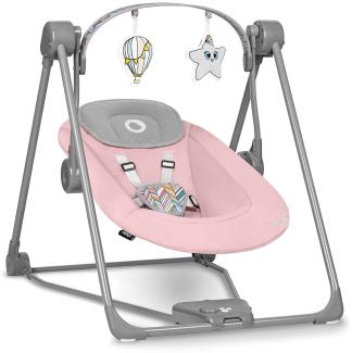 LIONELO Otto Baby Wippe, Baby Schaukel, Spielbogen mit interaktiven Spielzeugen, 5 Schaukel Geschwindigkeiten, Naturgeräusche, ab Geburt bis 9 kg, zusammenklappbar (PINK BABY)