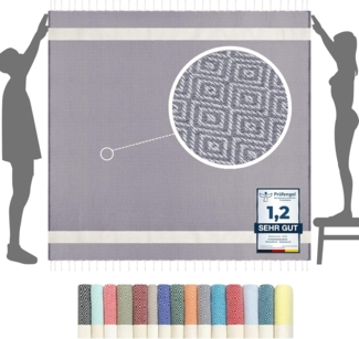 furora HOLIDAY Strandtuch XXL groß 200x200 cm Strand Tuch, aus Baumwolle, Stranddecke, Vielseitig, schöne Farben, hochwertige Verarbeitung