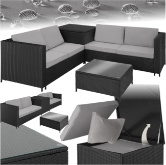 tectake Loungeset Rattan Lounge, (Set, 5-tlg), Robustes Gestell aus Stahl