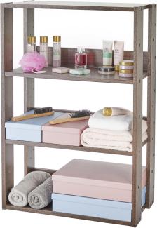 Iris Ohyama, Bücherregal, Aufbewahrungsmöbel auf 3 Ebenen, Regale alle 14 cm verstellbar, Stabil, Industriell, Waschküche, Wohnzimmer, Eingang, Schlafzimmer, Büro - Open Wood Rack OWR-600 - Braun