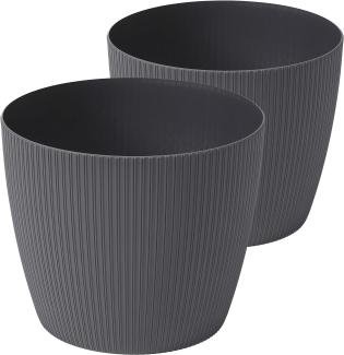 Tymar Blumentopf, 2er-Pack, Runde Form, Übertopf ((2pack) Anthrazit, ø 10 cm)