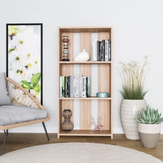 Hanah Home Stylish Oak Bookshelf, 60 x 25 x 121.8 cm | 100% Melamine Coated Particle Board, 18 mm Thick | Wall-Mountable, Space-Saving Design for Modern Homes