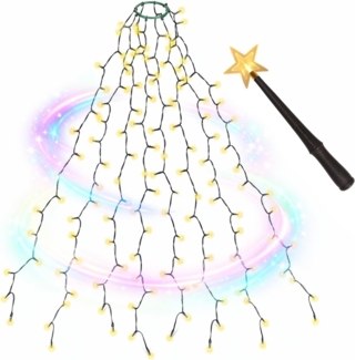 SALCAR 1,5m Weihnachtsbaum Lichterkette mit Ring und 8 Girlanden