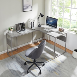 Schreibtisch Karlstang L-förmig 166 x 120 x 75 cm Hellgrau [en. casa]
