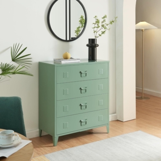 Metallschrank Hämeenlinna mit 4 Schubladen 80x40x92 cm Mattgrün [en. casa]