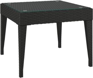 vidaXL Beistelltisch Schwarz 50x50x38 cm Poly Rattan und Hartglas 319402