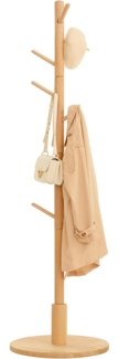 Yorbay Garderobenständer aus Buche Massivholz, Kleiderständer Baumform mit 9 Haken, 38 x 179 cm, Verstellbar Garderobenständer für Jacken, Hüte, Taschen, Natural